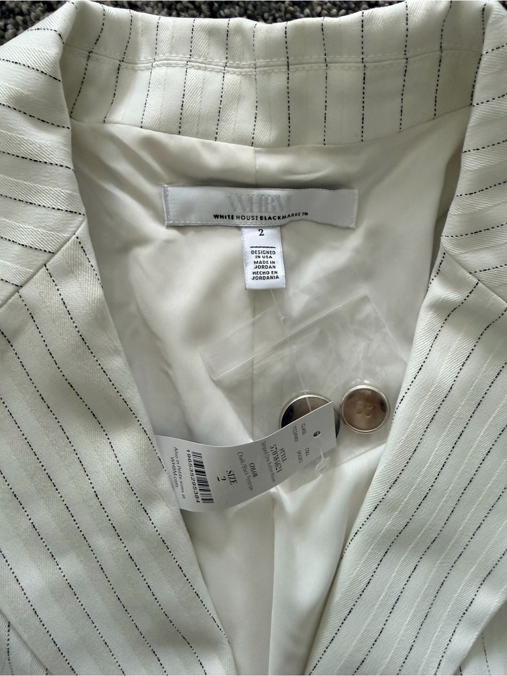 White House Black Market White Pinstripe Blazer - Picture 3 of 7